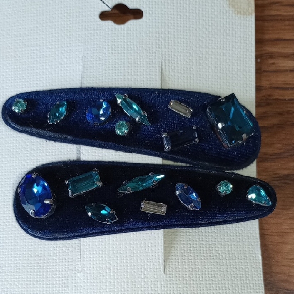 Blue Gemstone Hair Clips